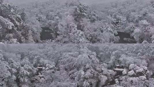 长沙下雪岳麓山岳麓书院橘子洲雪景高清在线视频素材下载