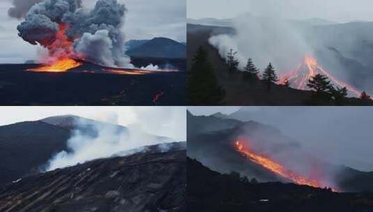 火山爆发岩浆喷射 (3)高清在线视频素材下载