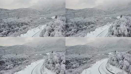 西岭雪山 雪景 大雪覆盖的自然风光 航拍高清在线视频素材下载