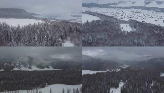 超长航拍雪景合集 总有你需要的禾木的雪景高清在线视频素材下载