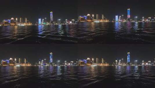 实拍上海北外滩灯光秀黄浦江夜景高清在线视频素材下载