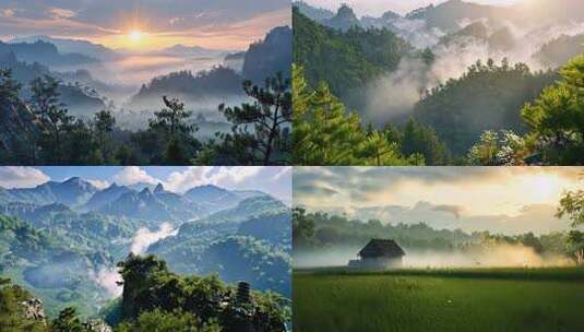 大型自然山川云雾风光合集片头 唯美画卷高清在线视频素材下载