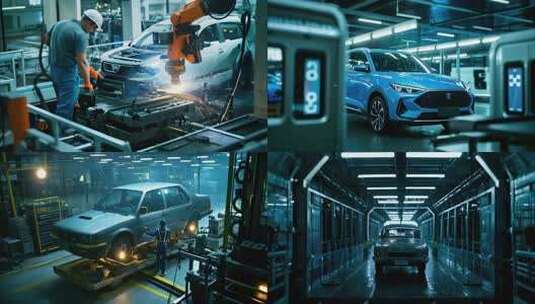 汽车制造工厂自动化生产线高清在线视频素材下载