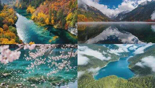 九寨沟风光合集高清在线视频素材下载