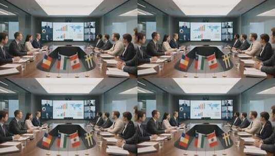 商务人士会议室进行视频会议高清在线视频素材下载