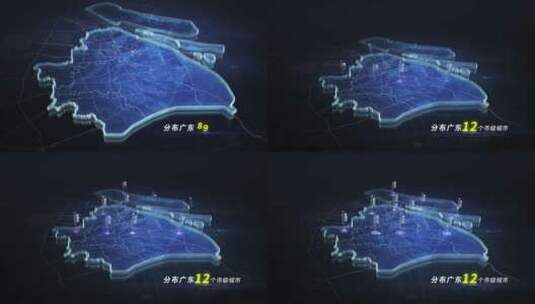 蓝色科技感地图分布上海高清AE视频素材下载