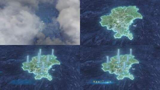 贵阳市地图-云雾俯冲勾勒轮廓高清AE视频素材下载