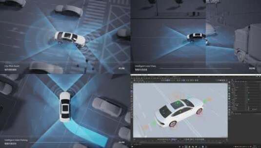 原创自动驾驶智能无人C4D+AE工程夜晚高清AE视频素材下载
