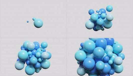 闪烁的3D动画的簇蓝色球体大小变化散发着高清在线视频素材下载