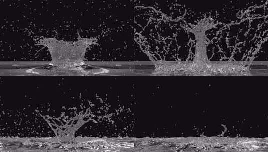 3d水花透明孤立在黑色背景。3d渲染插图高清在线视频素材下载