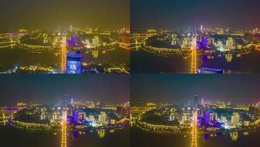 柳州夜景灯光航拍移动延时高清在线视频素材下载