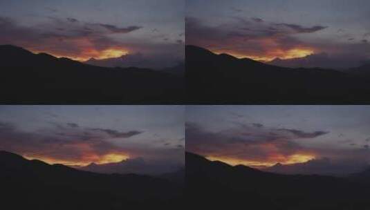 群山上美丽的日落高清在线视频素材下载