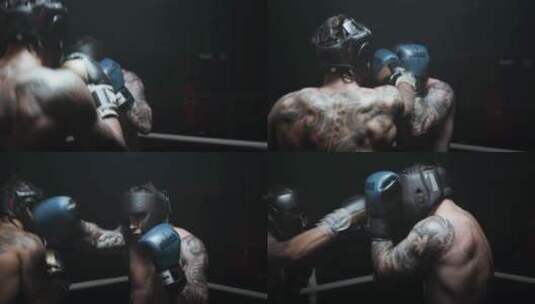 两名男子在拳击比赛中对打高清在线视频素材下载