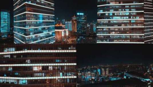 上海城市夜景航拍风光高清在线视频素材下载