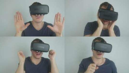 带着虚拟眼镜跳舞的男孩高清在线视频素材下载