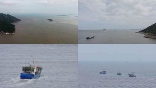 中国福建渔船在海上航行片段高清在线视频素材下载