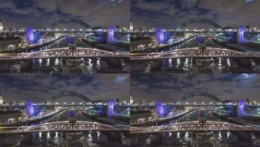 夜晚城市大桥上的交通延时高清在线视频素材下载