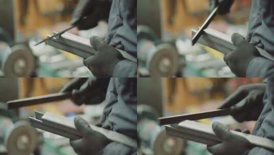 工匠用金属打磨器打磨金属高清在线视频素材下载