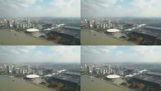 上海浦东世博园航拍高清在线视频素材下载