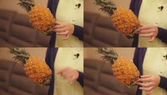 切菠萝削菠萝高清在线视频素材下载