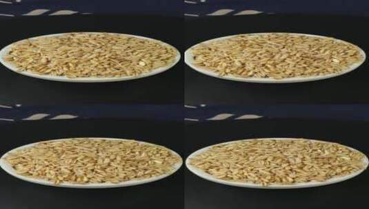 天然燕麦米五谷杂粮4k视频旋转镜头高清在线视频素材下载