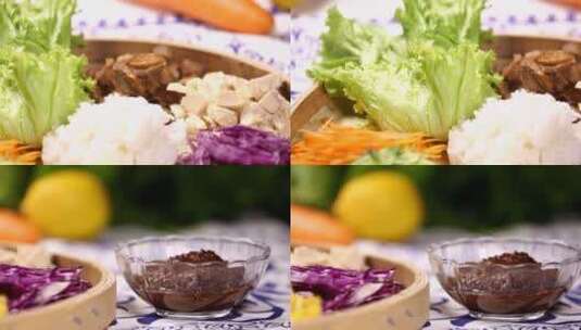 【镜头合集】韩式拌饭健康拌饭材料高清在线视频素材下载