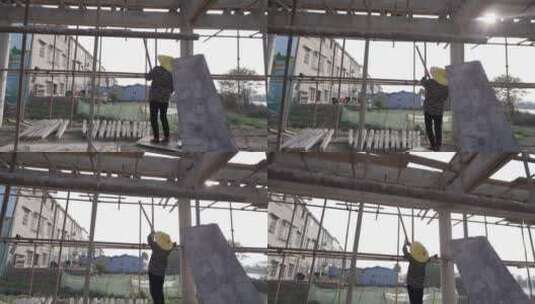 村子里为龙舟搭建的防雨建筑高清在线视频素材下载
