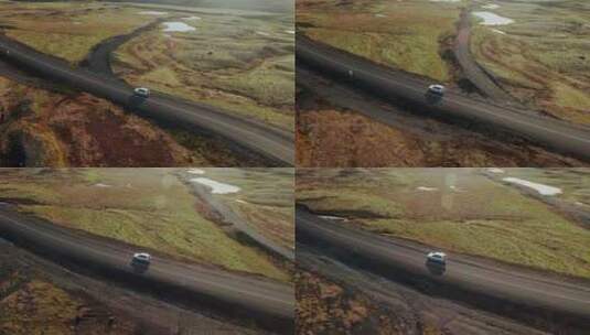 航拍公路上行驶的汽车高清在线视频素材下载