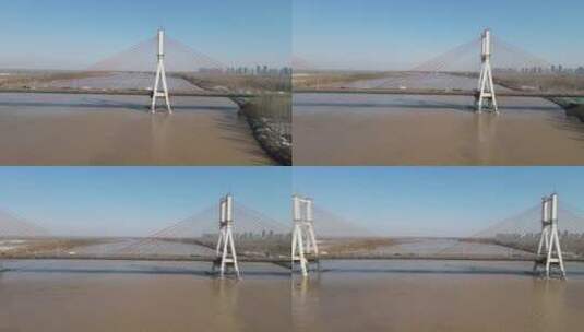 航拍济南黄河大桥高清在线视频素材下载
