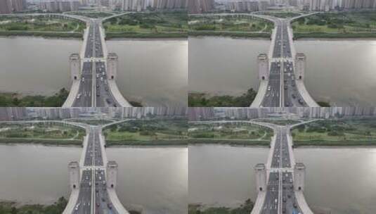 航拍福建泉州晋江田安大桥高清在线视频素材下载