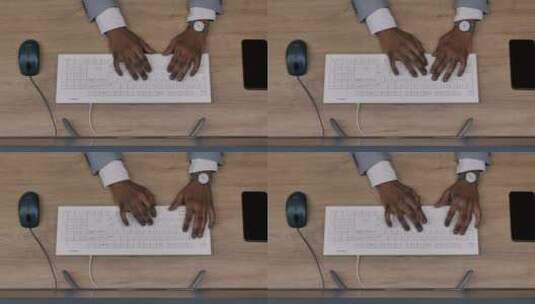 一个人的手在wifi键盘上打字高清在线视频素材下载
