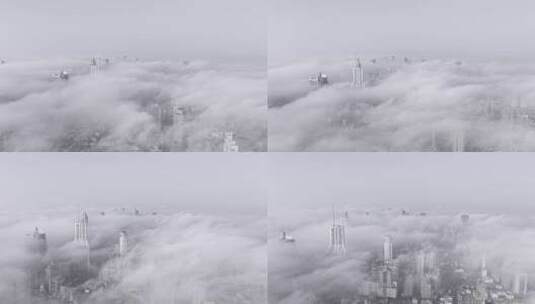 浦西平流雾延时航拍高清在线视频素材下载