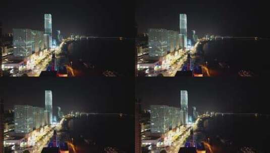 航拍湖北宜昌城市夜景高清在线视频素材下载