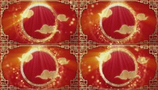 中国风喜庆的金色窗棂和祥云背景高清在线视频素材下载