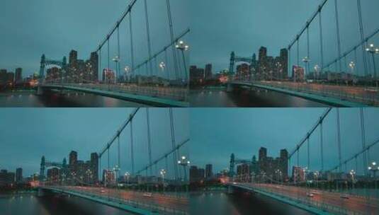 武汉古田桥，夜景上升下摇镜头高清在线视频素材下载