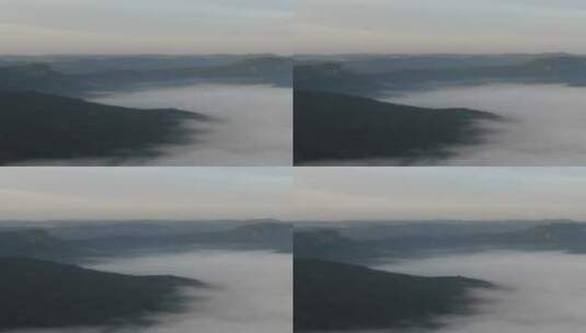 航拍清晨山谷云海云雾竖屏高清在线视频素材下载