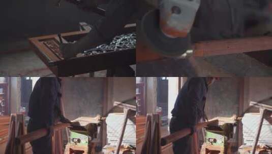 木工工作场景特写实拍视频高清在线视频素材下载
