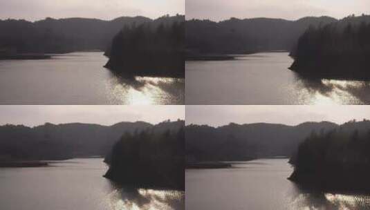 日落河面航拍高清在线视频素材下载