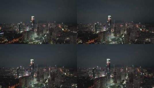 华强南和华强路附近的建筑楼群夜景航拍高清在线视频素材下载