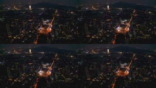 江苏省南京市夜景城市风光航拍高清在线视频素材下载