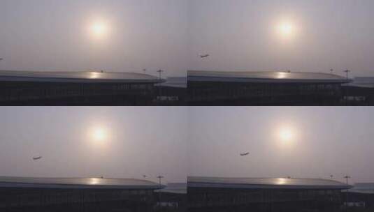 大兴机场航站楼 飞机迎朝阳起飞高清在线视频素材下载