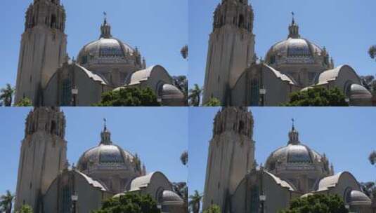 加州马赛克圆顶和塔天际线景观高清在线视频素材下载
