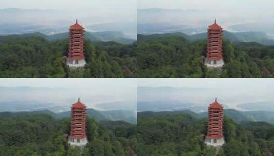 重庆北碚缙云山脉观景台自然风光航拍高清在线视频素材下载