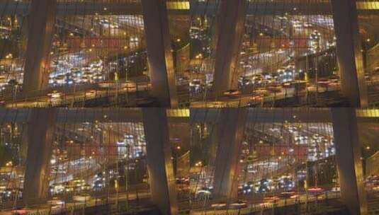 城市高架桥道路交通车流夜景高清在线视频素材下载
