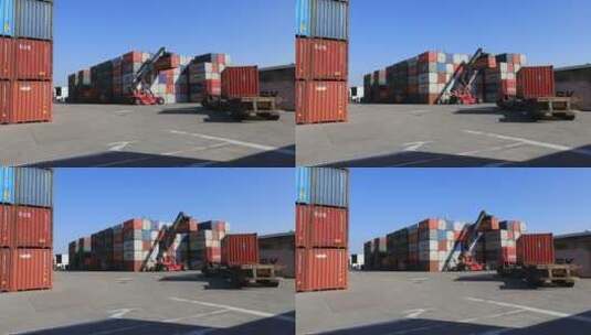 集装箱堆场搬运作业视频高清在线视频素材下载