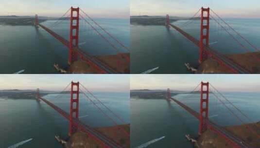 航拍的吊桥景观高清在线视频素材下载