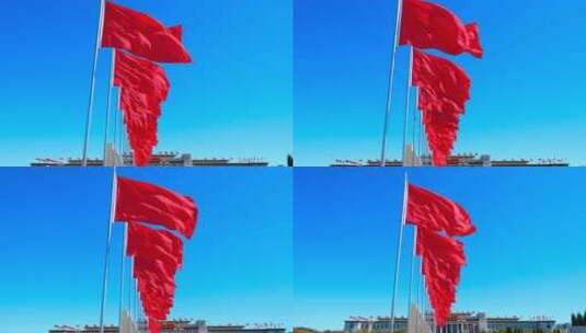 天安门广场高速红旗飘扬高清在线视频素材下载