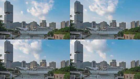 深圳海上世界蓝天白云延时高清在线视频素材下载