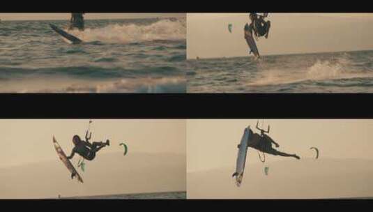 滑翔伞冲浪的年轻人高清在线视频素材下载