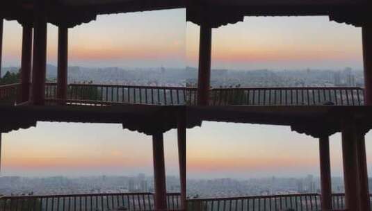 济南英雄山，观日落城市景观高清在线视频素材下载